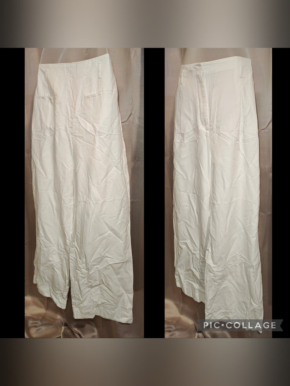 🌊Plus Sz Boden Ivory Cotton Linen Wide Leg Cropped Pants Trousers🌊